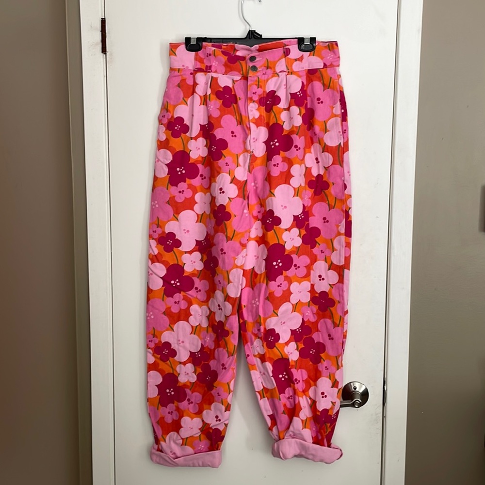 Lucy & Yak High-waisted Floral Pants Size W34/L Long Tall